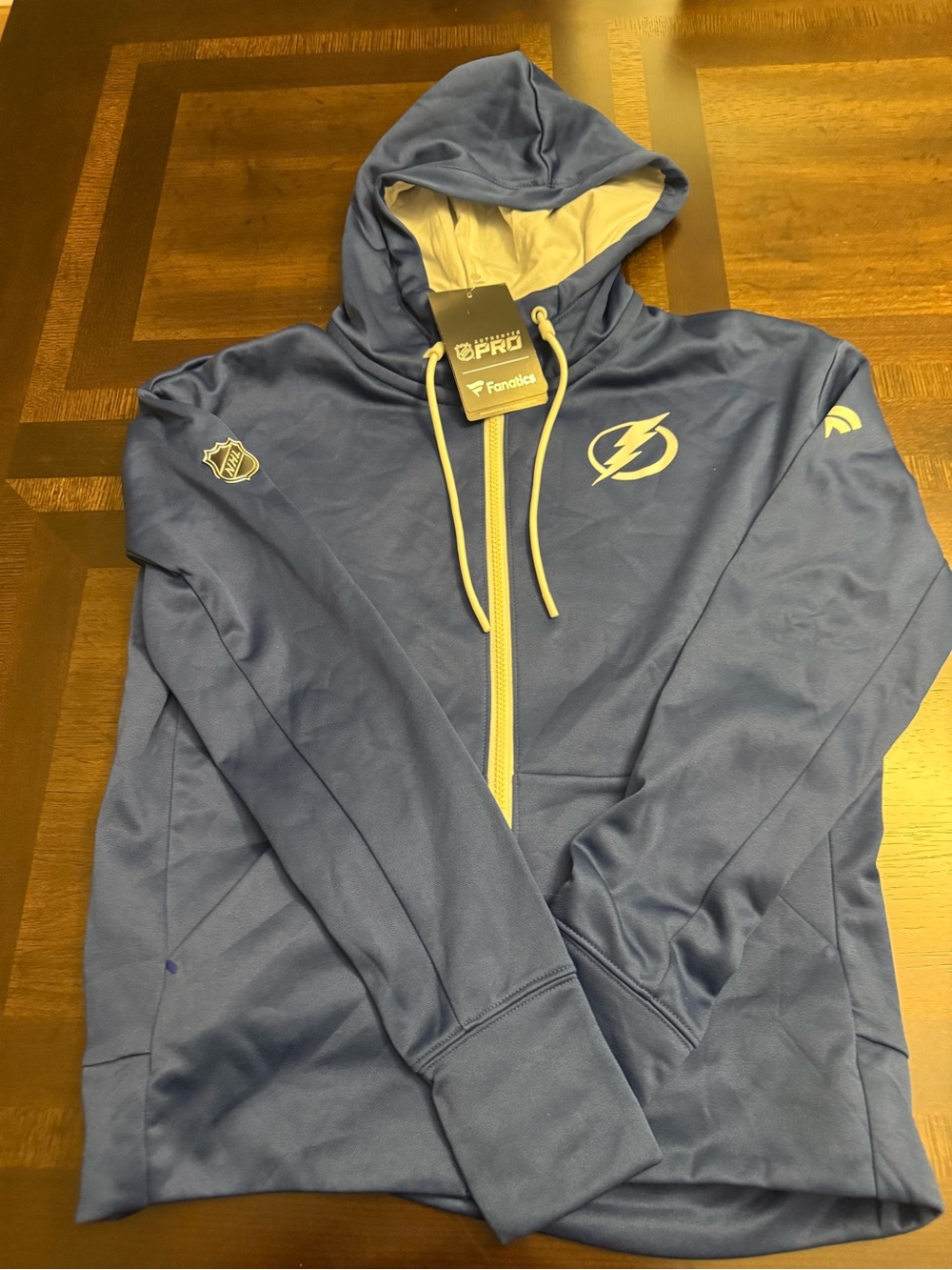 Fanatics Blue and White Tampa Bay Lightning Hooded Zip Sweatshirt